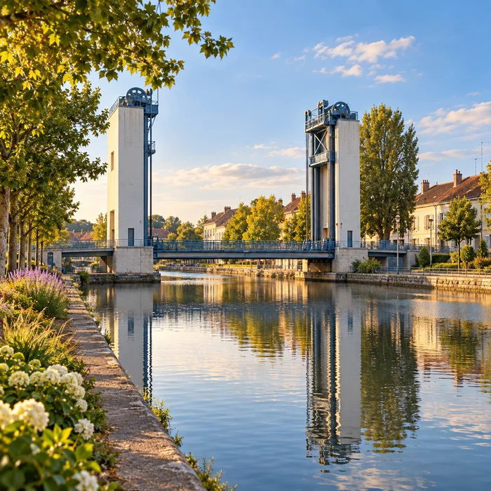 Le pont levant à Montceau-les-Mines, illustration IA