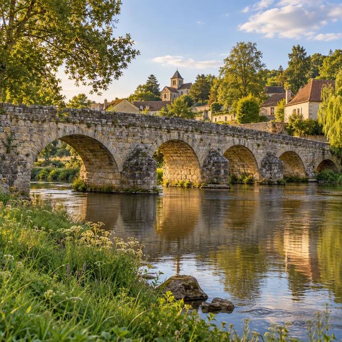 Le pont du Diable à Toulon-sur-Arroux, illustration IA